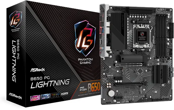 ASRock B650 PG Lightning Mainboard - AMD B650 - AMD AM5 Socket - DDR5 RAM - ATX
